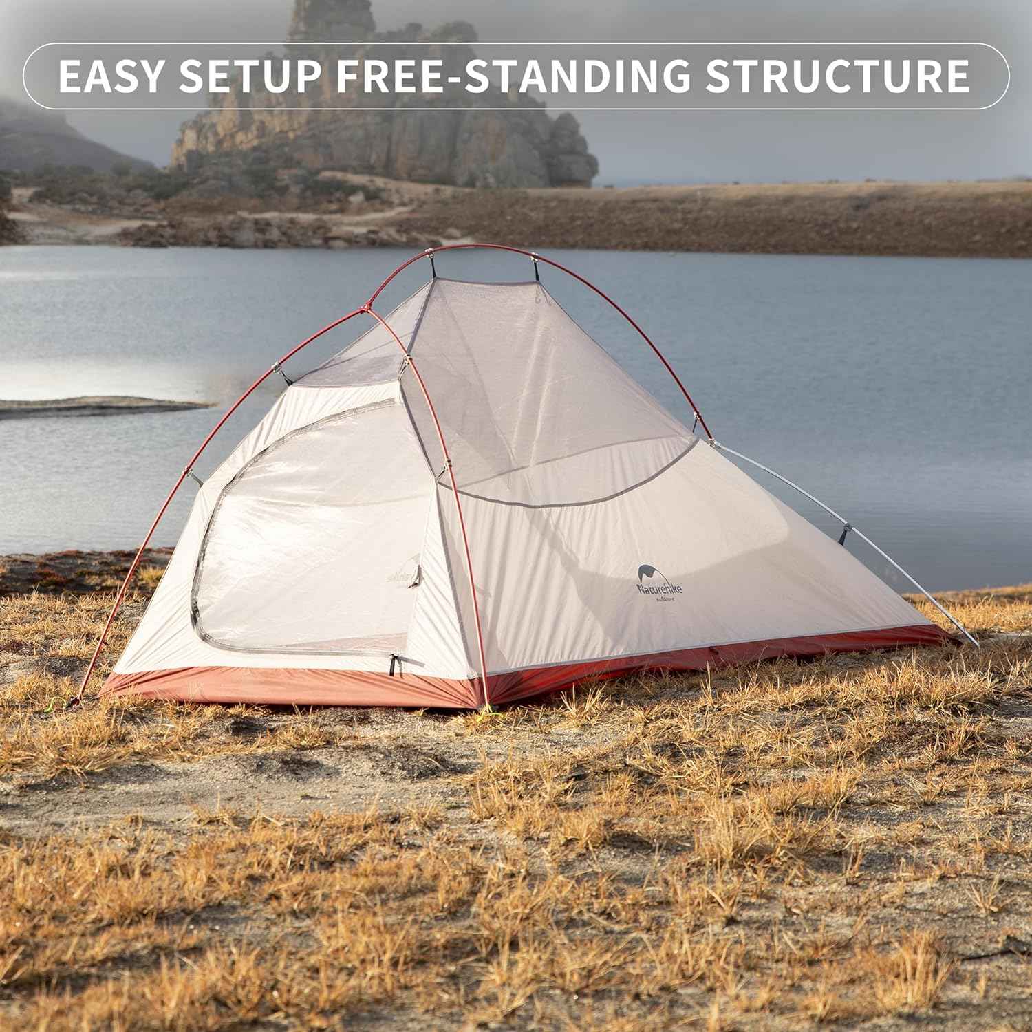 Naturehike Cloud-Up 2 Person Ultralight Tent - 20D Nylon, 7000 Series Aluminum Poles, Silicone Coated, Compact for Backpacking & Long-Distance Trekking 挪客 Naturehike Cloud-Up 2 双人超轻帐 轻量化徒步长线穿越帐篷