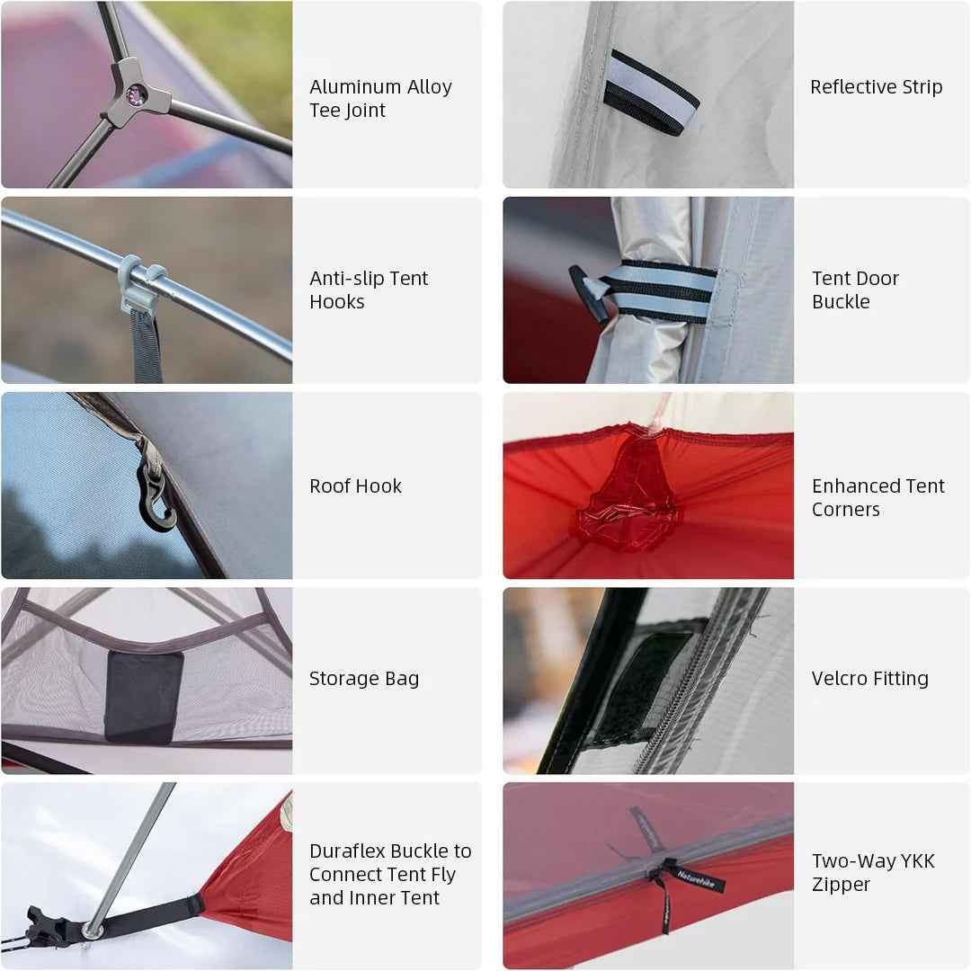 Naturehike Cloud-Up 2 Person Ultralight Tent - 20D Nylon, 7000 Series Aluminum Poles, Silicone Coated, Compact for Backpacking & Long-Distance Trekking 挪客 Naturehike Cloud-Up 2 双人超轻帐 轻量化徒步长线穿越帐篷 - Image 3
