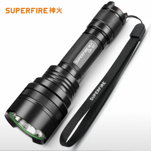 SupFire C8 LED Flashlight - 45mm Large Reflector, Long-Range Beam, USB Rechargeable, 5 Lighting Modes, IP46 Waterproof, Aluminum Alloy for Outdoor & Emergency 神火 C8 强光手电筒 - 45mm大口径 远射聚光 USB充电 5档模式 IP46防水 铝合金机身 户外应急照明
