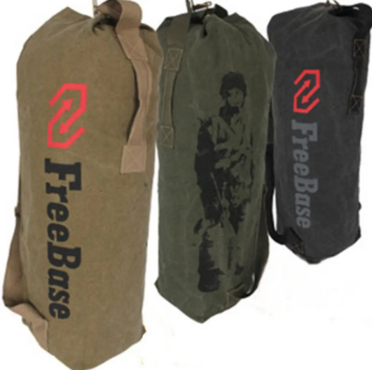 Free Soldier Outdoor Military Canvas Backpack Barrel Bag - Large Size, 81cm Height, Tactical Hiking & Travel Rucksack 自由兵 户外军迷帆布双肩背包桶包 - 大号 高81cm 战术登山旅行背囊挎包