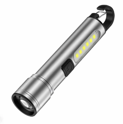 YAGE Zoomable Multi-Functional Flashlight - 2200mAh, COB Side Light, Tail Hook, Aluminum Alloy, Red/Blue Strobe, USB Rechargeable 雅格伸缩变焦多功能手电筒 - 2200毫安 侧灯COB 尾部挂钩 铝合金 红蓝爆闪