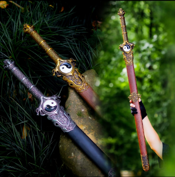 Kun Yuan Liangyi Sword - Integrated Keel Longquan Sword, Unsharpened Collectible Craft Decoration 坤元两仪剑 一体龙骨龙泉宝剑 未开刃收藏工艺摆件