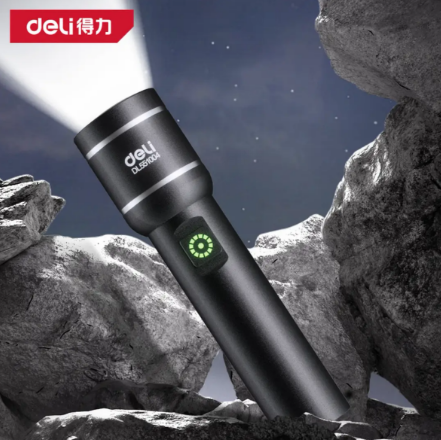 deli DL551004 Mini LED Flashlight - Zoomable, Rechargeable, 200m Range, Type-C, IPX4 Waterproof, for Outdoor & Emergency 得力 DL551004 迷你手电筒 - 无极变焦 可充电 200米远射 Type-C IPX4防水 户外应急灯